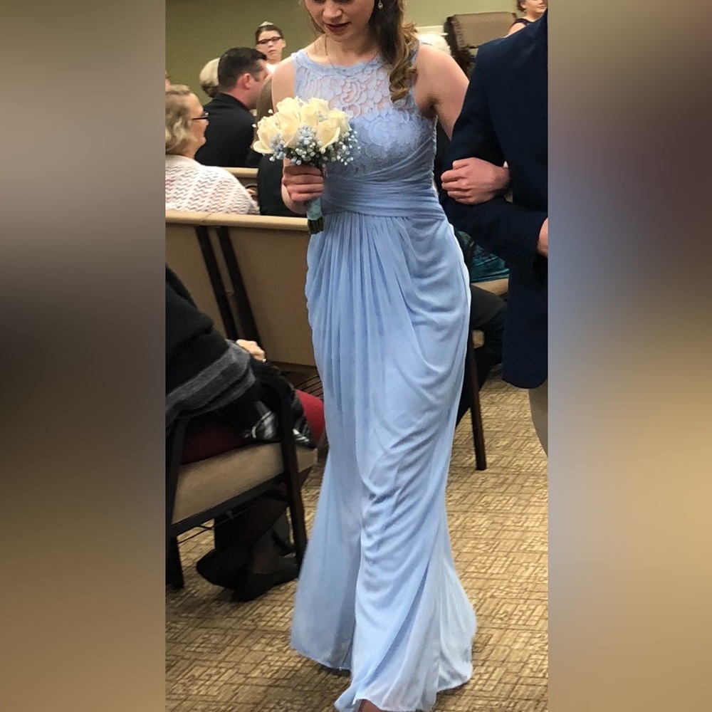 David's Bridal Light Blue Wedding Dress